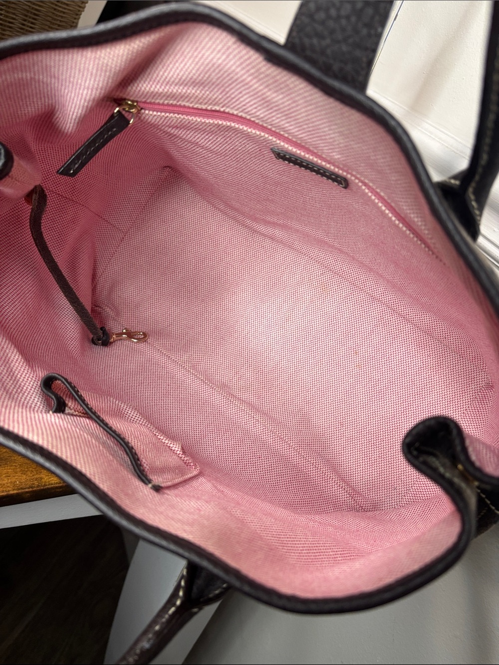 Dooney & Bourke Brown Signature Tote Bag with Logo Clasp Lock Hardware - Picture 8 of 13